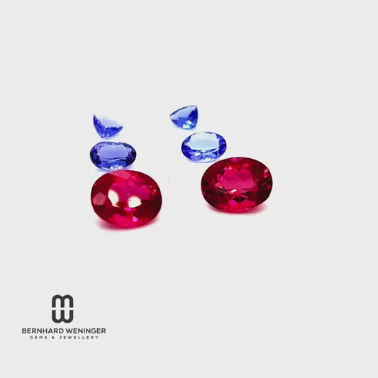Rubellite und Tansanite - Edelsteinset für Ohrringe