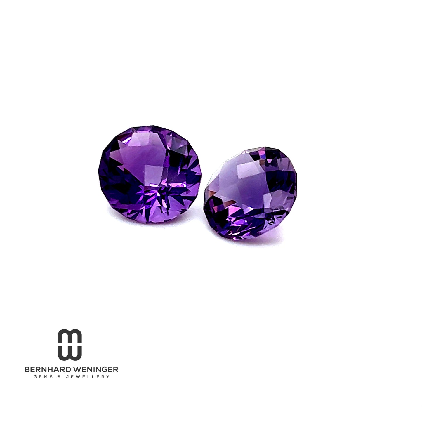 Amethyst, Pärchen oval im Schachbrettschliff