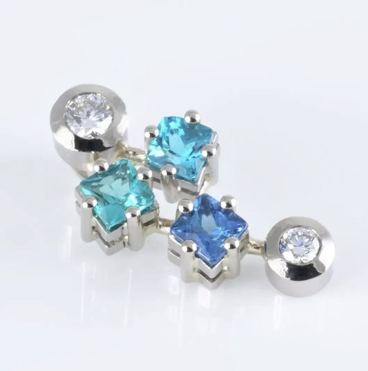 Anhänger 18kt Weissgold mit Paraiba-Turmalinen und Brillanten