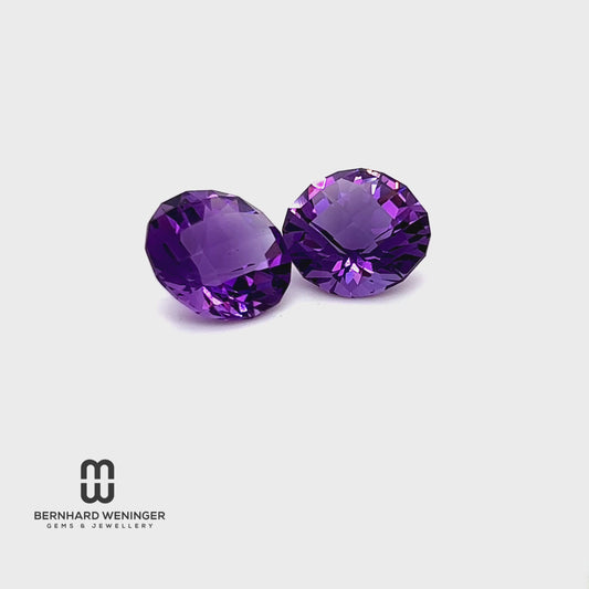 Amethyst, Pärchen oval im Schachbrettschliff